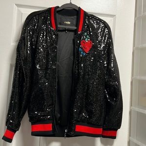 Make sequined bomber jacket